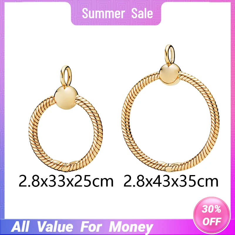 

18K блестящие золотые подвески в форме короны O, подвески для женщин, ювелирные изделия, змеиная цепочка, кнопка в форме сердца, подпись, Шарик...