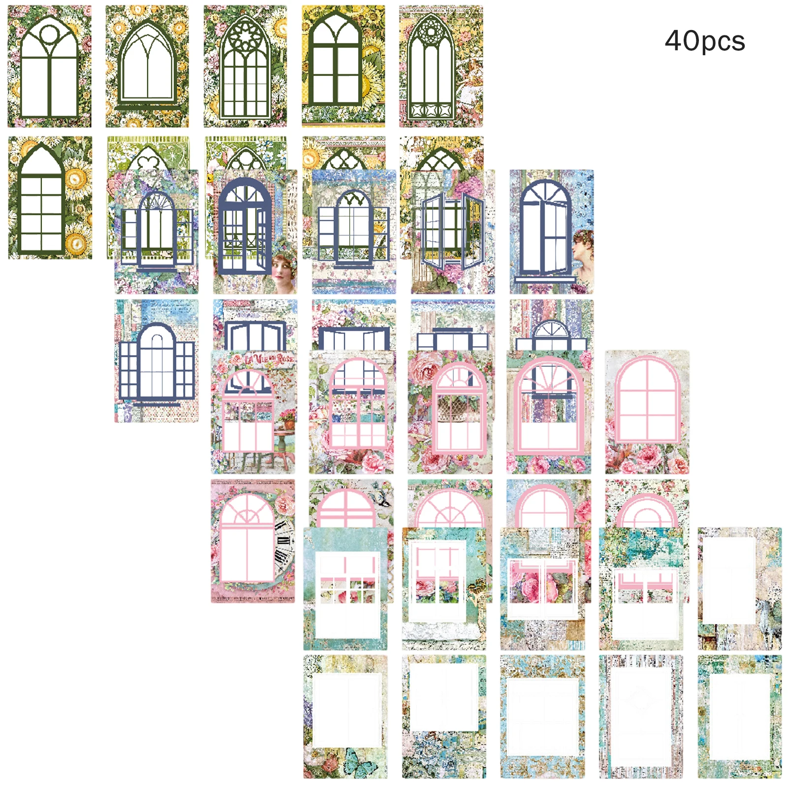 

40pcs DIY Crafts Window Frame Clear 4 Styles Planners Transparent PET Scrapbook Stickers Album Jounaling Junk Journal Exquisite