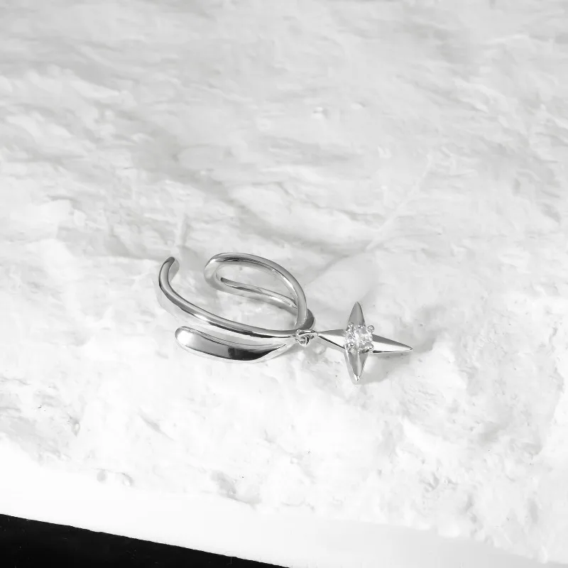 Модные серьги-клипсы с четырьмя острыми звездами индивидуальная металлическая