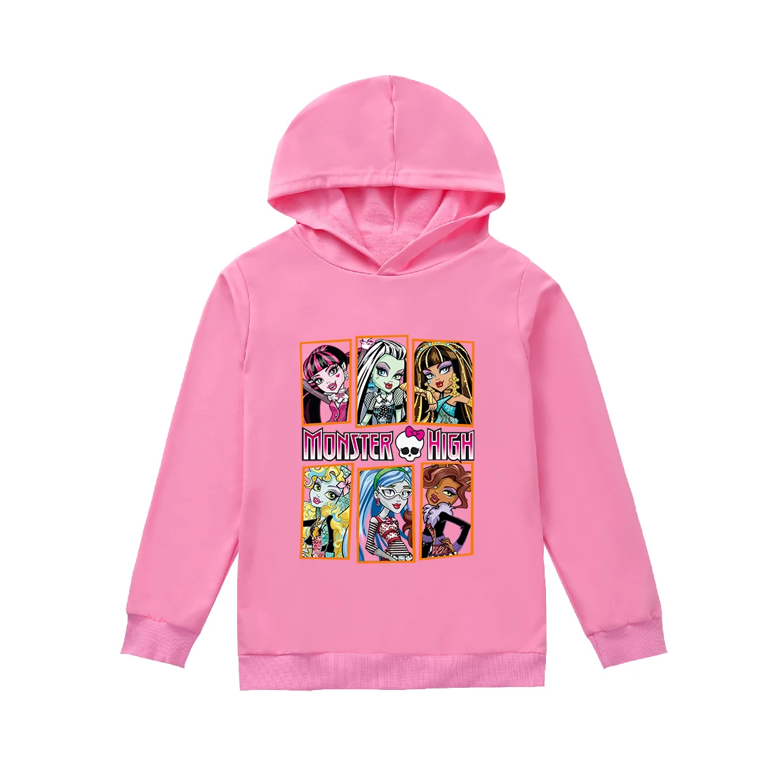M-Monster High Girls Hoodies Women Casual Manga Graphic Sweatshirts Long Sleeve Aesthetic Pullovers Kawaii Printing Hoody Female