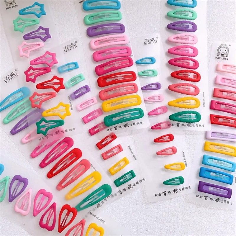 

New Cute Girl Simple Hair Clips Color Star Heart Hair Pins for Children Fashion Hair Accessories