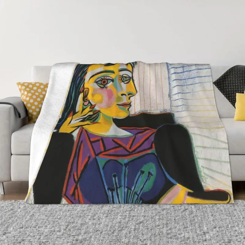 

Portrait Of Dora Maar Blanket 3D Print Soft Flannel Fleece Warm Pablo Picasso Throw Blankets for Car Bedroom Sofa Bedspreads