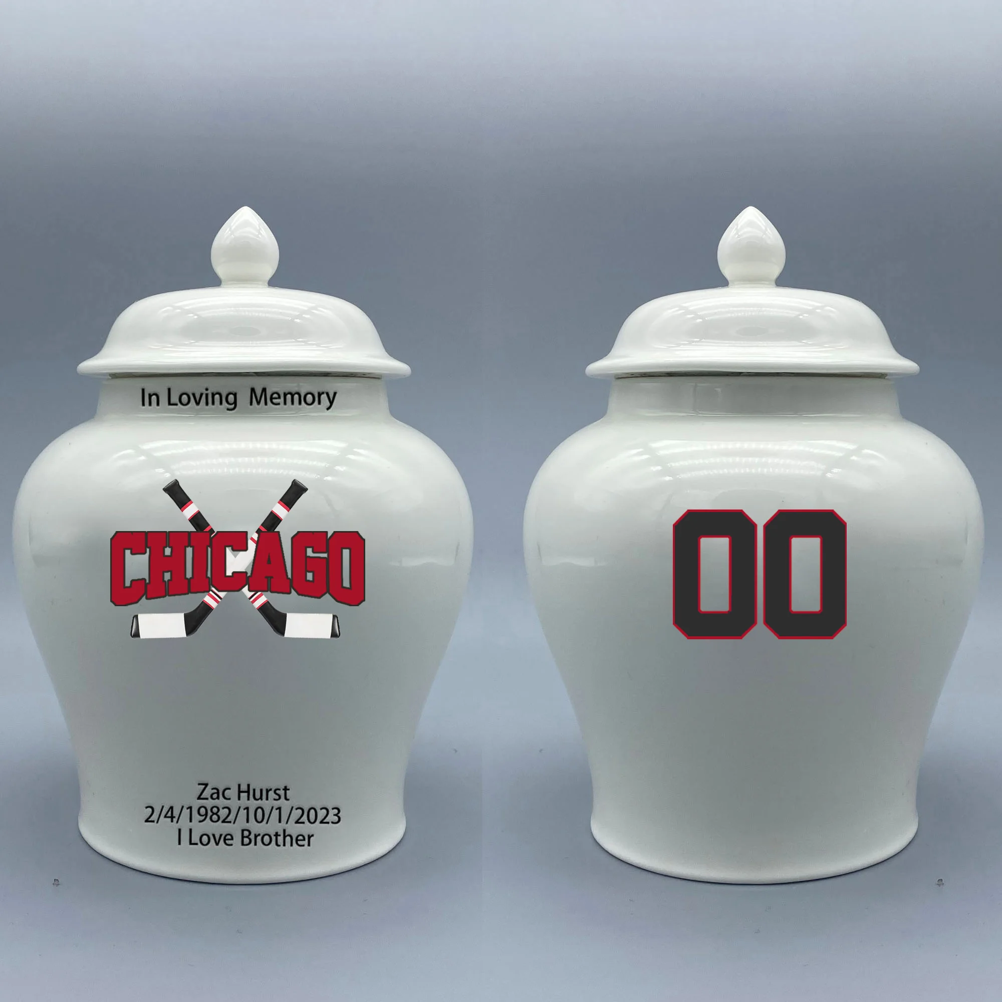 Средняя урна для хоккейной урны с тематикой Chicago Blackhawks. Пожалуйста пришлите мне