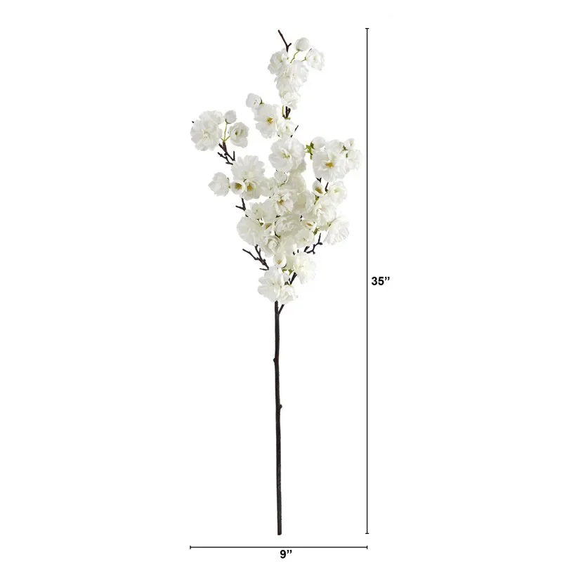 

Stunning, Lush & Realistic White Cherry Blossom Artificial Flower Set of 3 - Perfect for Home, Wedding, Event Decor