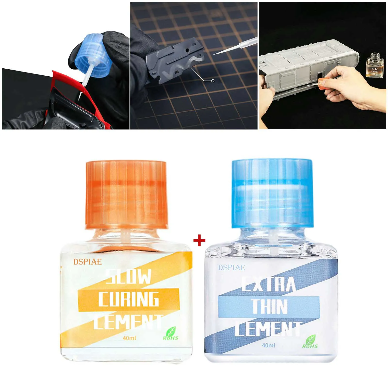 

DSPIAE ETC-01 Quick-drying Extra Thin Cement ETC-02 Slow Curing Cement Glue Model Kit Tools Seamless Cement DIY 40ML