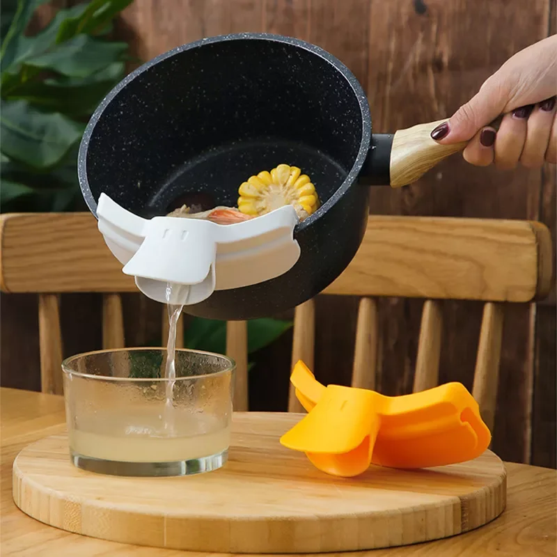 

Anti-spill Duckbill Drain Pans Leak-proof Pot with Round Mouth Edge Liquid Deflector Funnel Soup Diversion Kitchen Tool