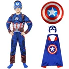 Детский костюм Капитана Америка, защитный костюм супергероя и перчатки, костюм для Хэллоуина для мальчиков и девочек