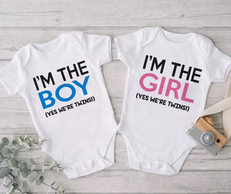 

Yes We Are Twins Girls Boys Twins Matching Clothes Funny Baby Romper Summer Short Sleeve Toddler Bodysuits Infant Shower Gifts