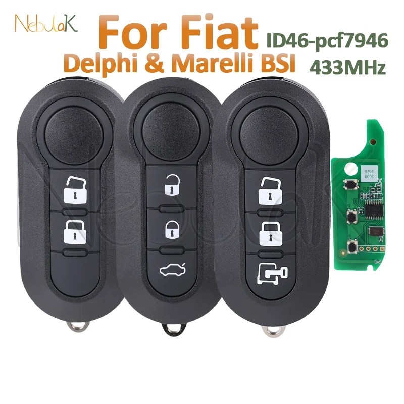 Дистанционный ключ Delphi Marelli для Fiat 500 MPV Bravo Ducato Doblo Qubo Grande Punto Citroen Jumper Peugeot 433 92 МГц ID46
