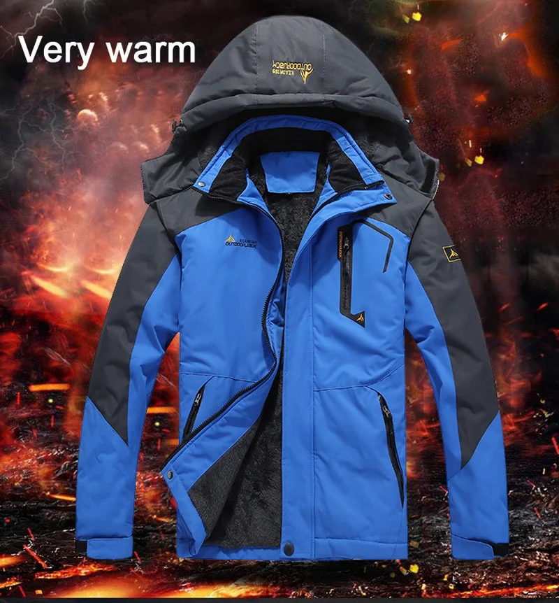 Winter Men Hooded Parkas Skiing Waterproof  Fleece Snow Thermal Jacket Coat Women Autumn Casual Thick Warm Outdoor Outwear