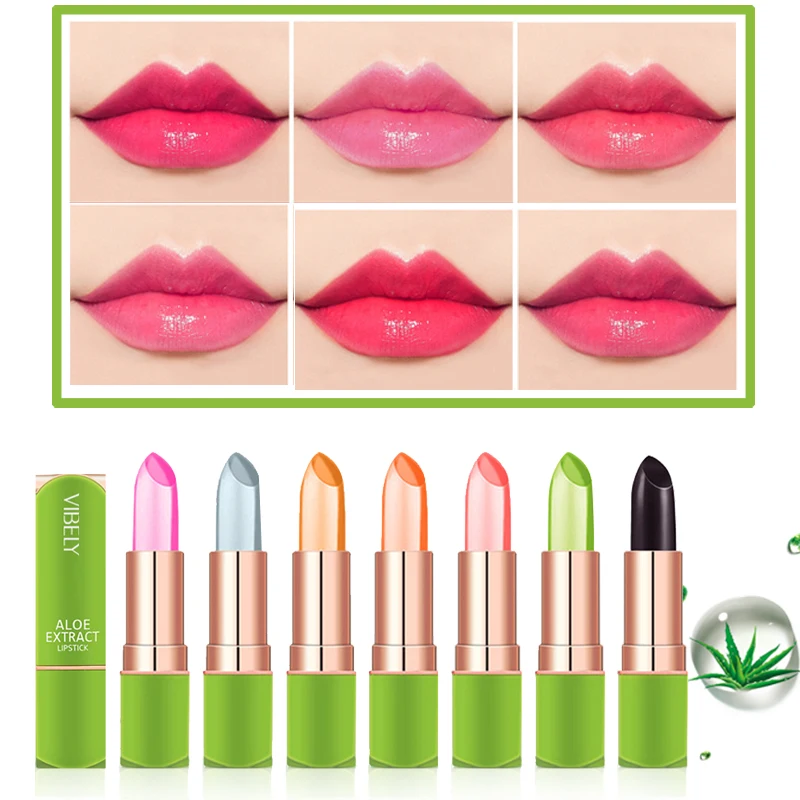 

Spring Aloe Vera Moisturizing Lipstick Long Lasting Nouritious Lip Balm Temperature Changing Color lipgloss Lip Makeup Comestics
