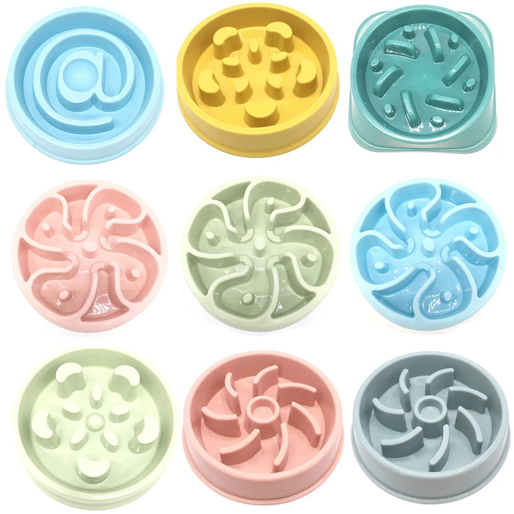 

Slow Food Pet Bowl Anti-gulping Non-slip Dog Food Plate Dogs Cats Feeder Puppy Cat Eating Dish Plastic Feeding Food Bowls