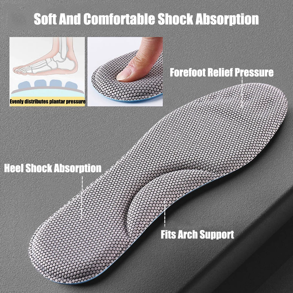 Memory Foam Sport Running Insoles for Women Feet Arch Support Orthopedic Insoles for Shoes Men Breathable Deodorant Shoe Pads