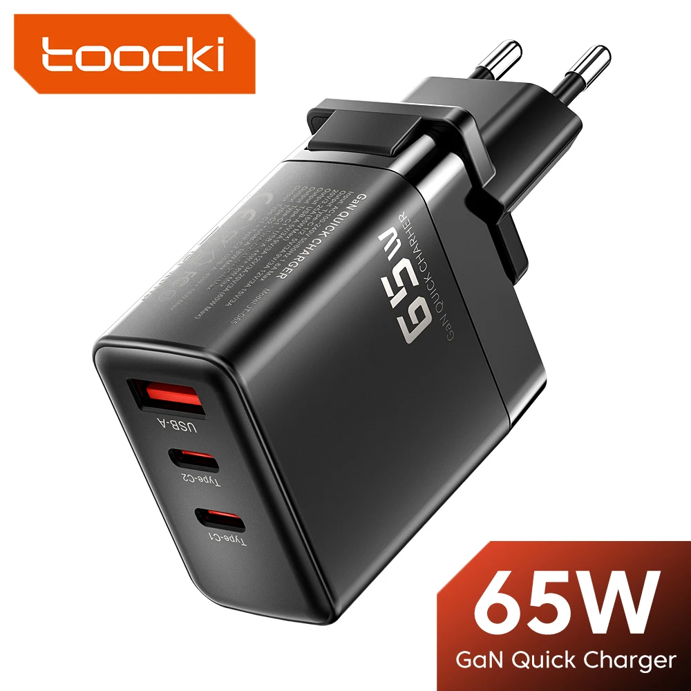 

Toocki 65W GaN Charger USB C PD Quick Charge QC3.0 4.0 PD3.0 Type C Fast Charger for iPhone 14 13 Pro Max MacBook Samsung Xiaomi