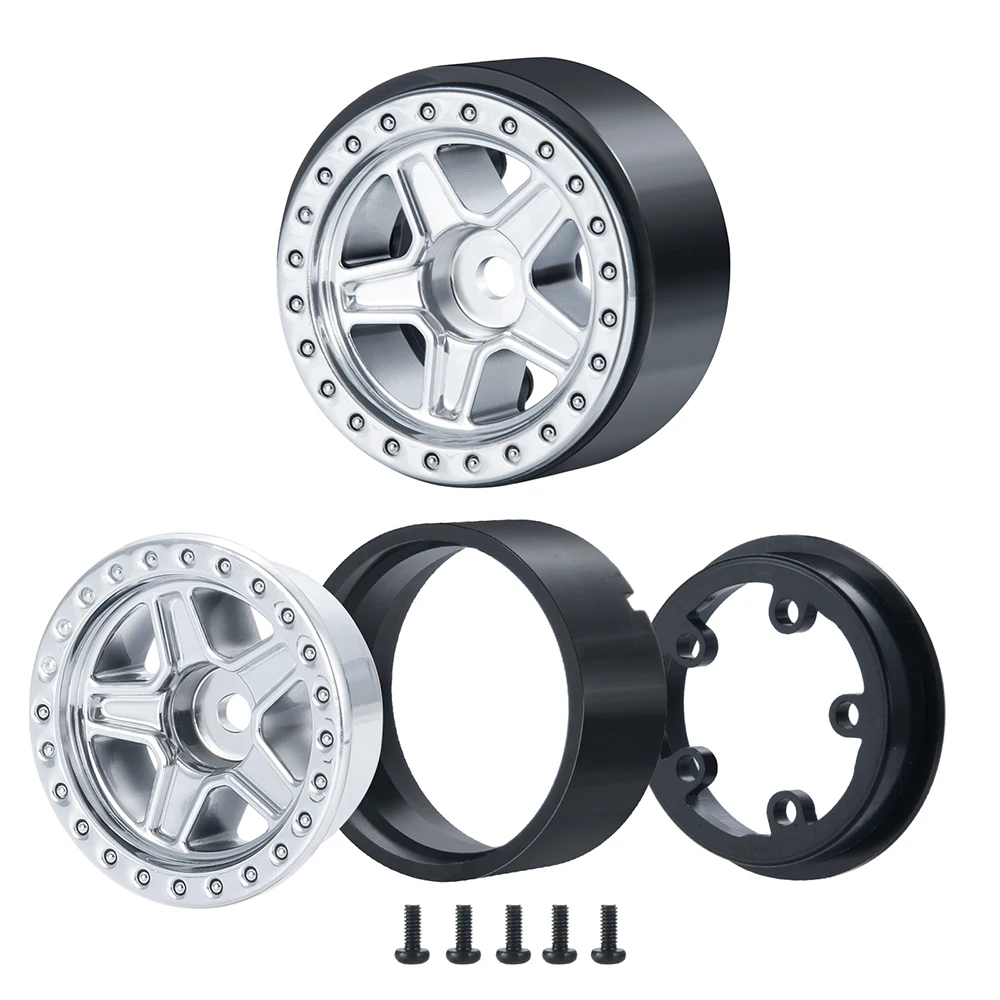Фото AXSPEED 4 шт. микро 1,0 дюймовый пластиковый Beadlock обод колеса 5-спицевая ступица для осевого SCX24 90081 Deadbolt 1/24 радиоуправляемая деталь для гусеничного автомобиля грузовика №2