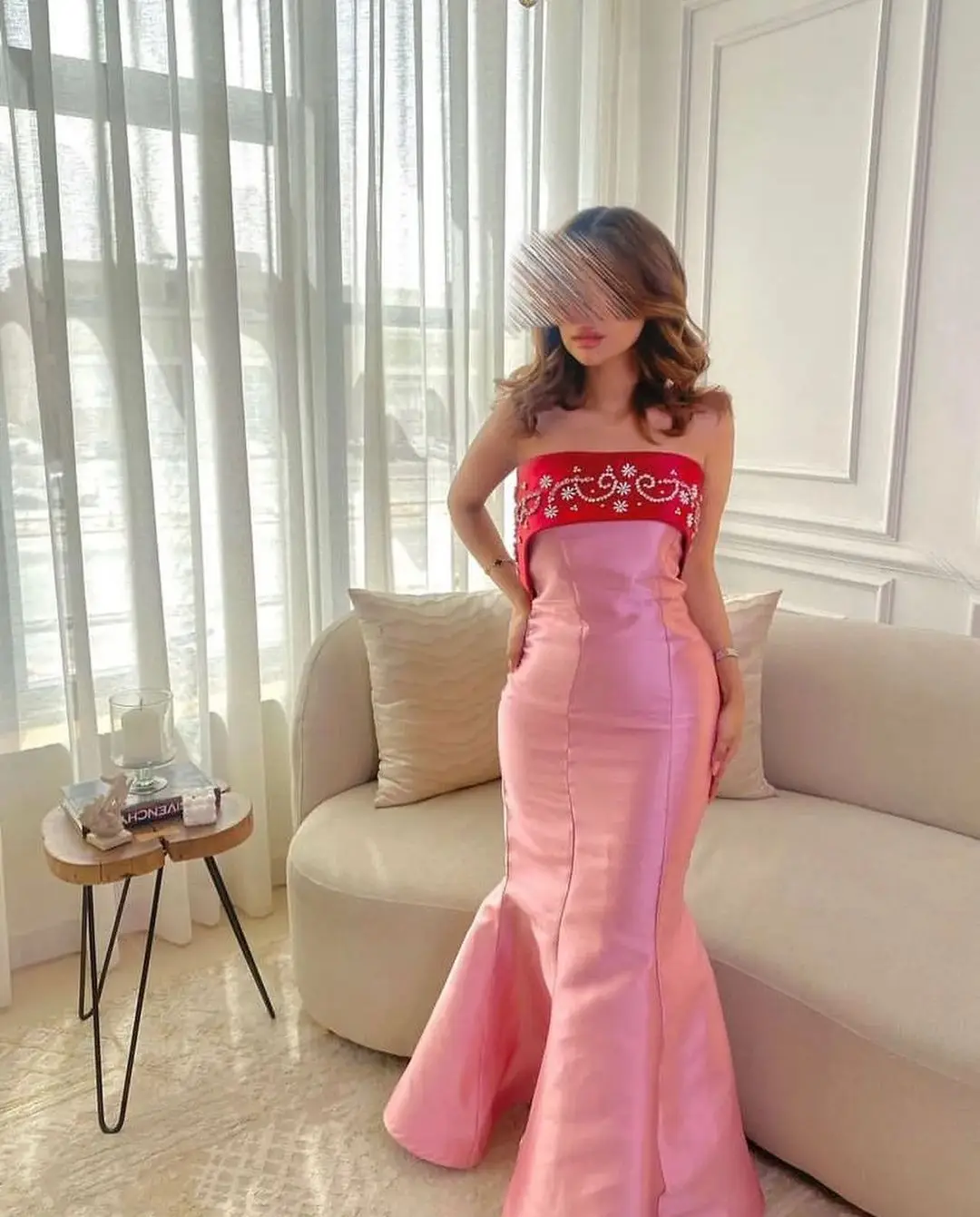 

Rose Pink Prom Dresses Taffeta Evening Dresses Floor Length Saudi Arabic Dubai Evening Party Dress For Women Mermaid