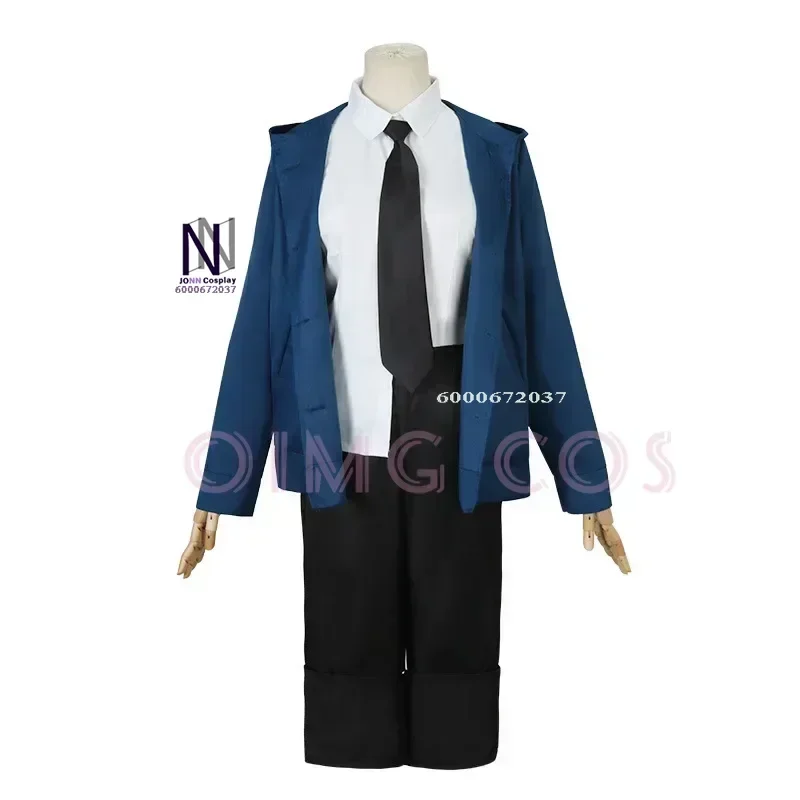 Аниме Power Косплей Костюм Бензопила Мужские наряды Синий костюм Рубашка Галстук