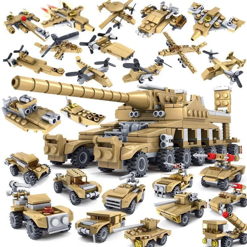 

Армейская пушка, военное транспортное средство, танк, комплект оборудования для бронированного автомобиля, модель строительного блока, мод...