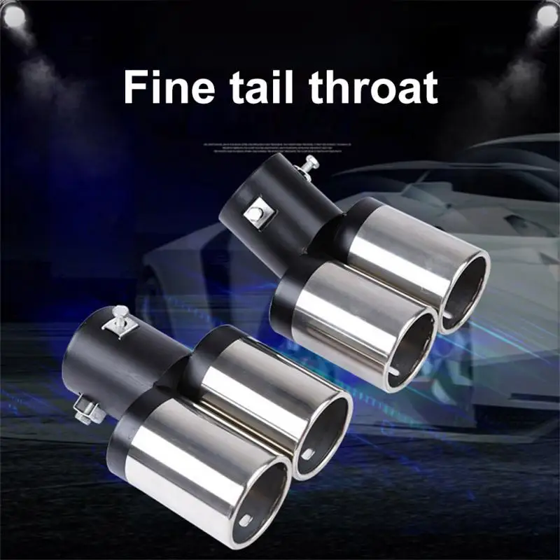 

Car One Out Of Two Baking Blue Model Tailpipe Double Pipe Tailpipe Muffler Stainless Steel Exhaust Pipe Car Accessories