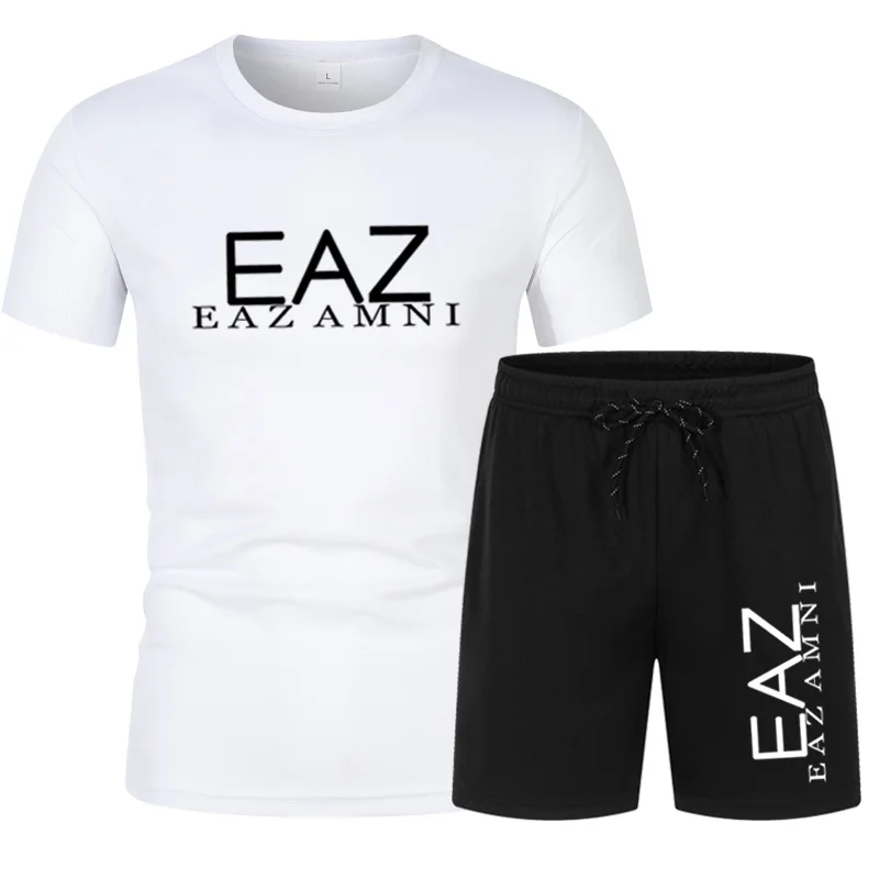 

Summer Men's Sportswear Brand Running Clothes Casual Suit T-shirt + Shorts Breathable Two Piece Sportswear Suit Men's Clothing