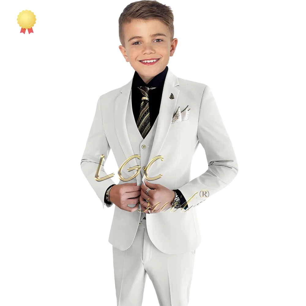 Костюм из 3-х предметов с воротником вырезом и одной пуговицей для мальчиков