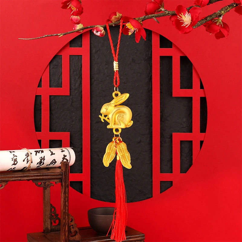 

1Pc 2023 New Year Of The Rabbit Decoration New Year Festive Bonsai Small Pendant Golden Lucky Indoor And Outdoor Ornaments