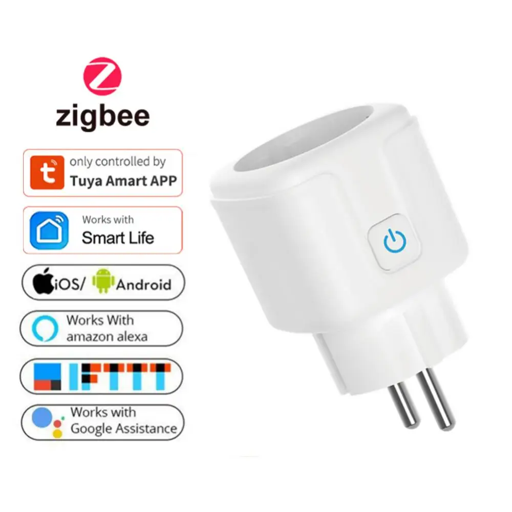 

Tuya ZigBee Smart Plug 20A EU Plug Wireless Remote Socket Smart Timer Plug EU Home Fire Retardant PC Smart Power Socket
