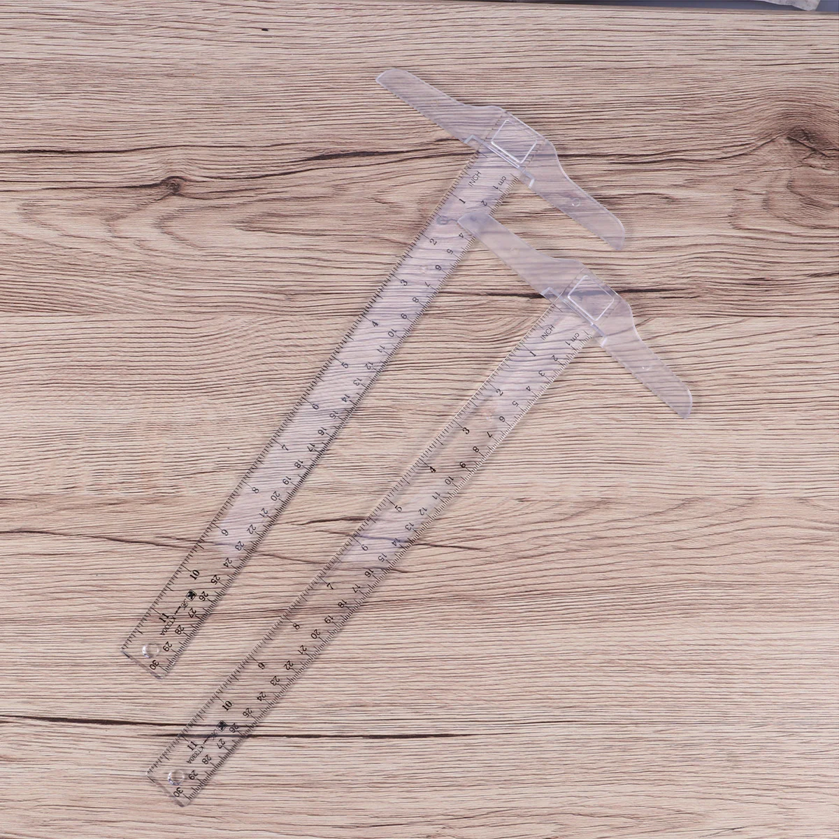 

2pcs 30cm T-Square Double Side Scale Plastic Measuring Tool T Shape Ruler for Drafting and General Layout Work (inch,)