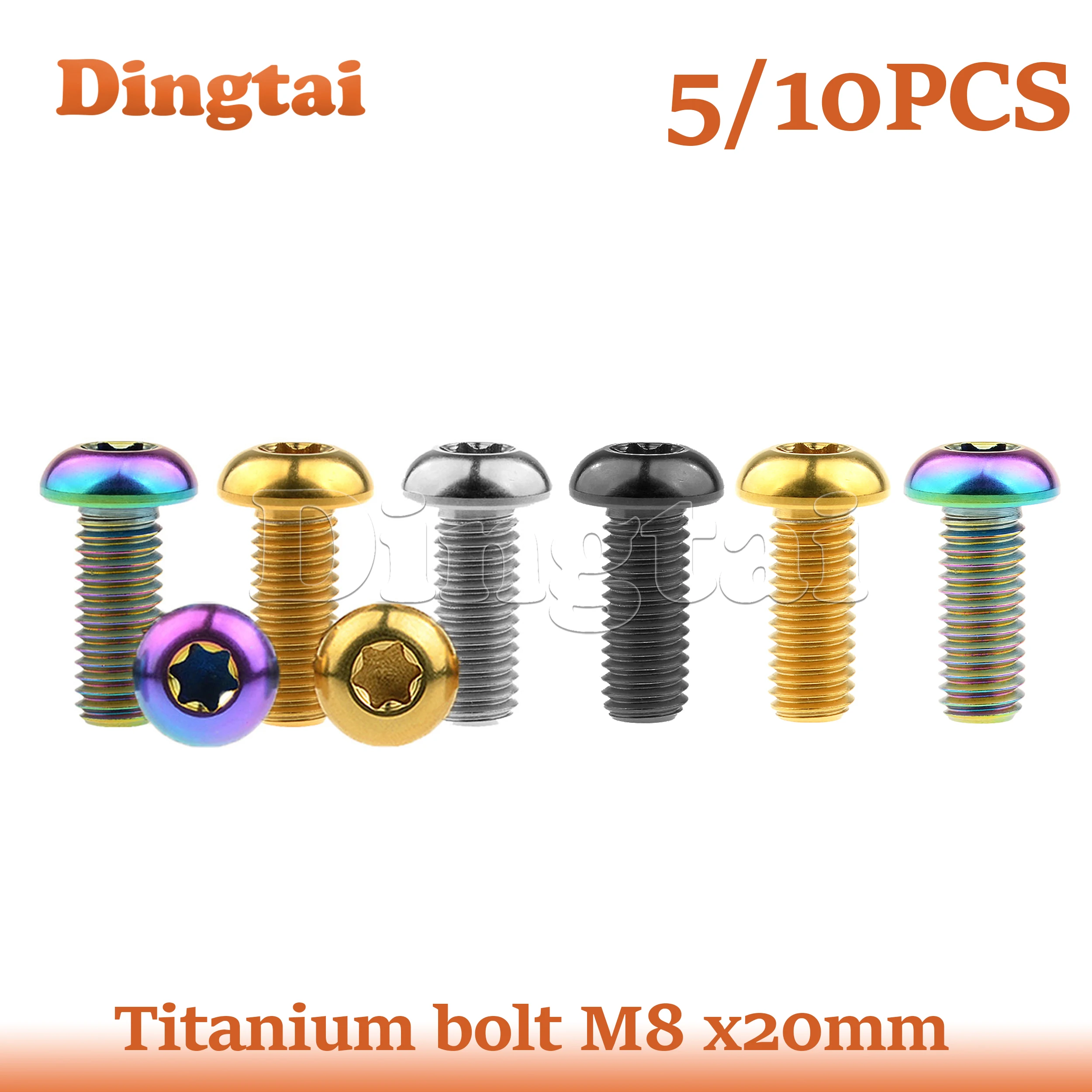 Фото Титановые болты Dingtai 5/10 шт. M8x20 мм с круглой головкой Torx для дисковых тормозов мотоциклов DUCATI №2