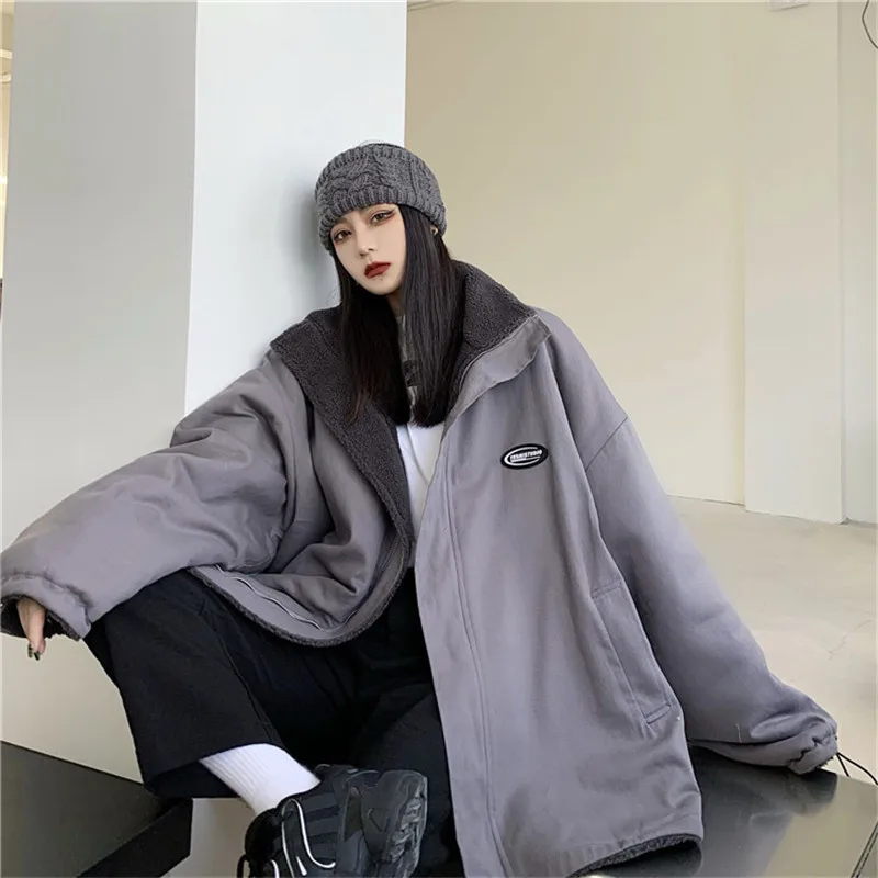 Lamb Wool Coat Women's Winter 2022 New Winter Jacket 2022 Parkas Women Jacket Coat Loose Thick,Both Sides Wear Cotton Clothes