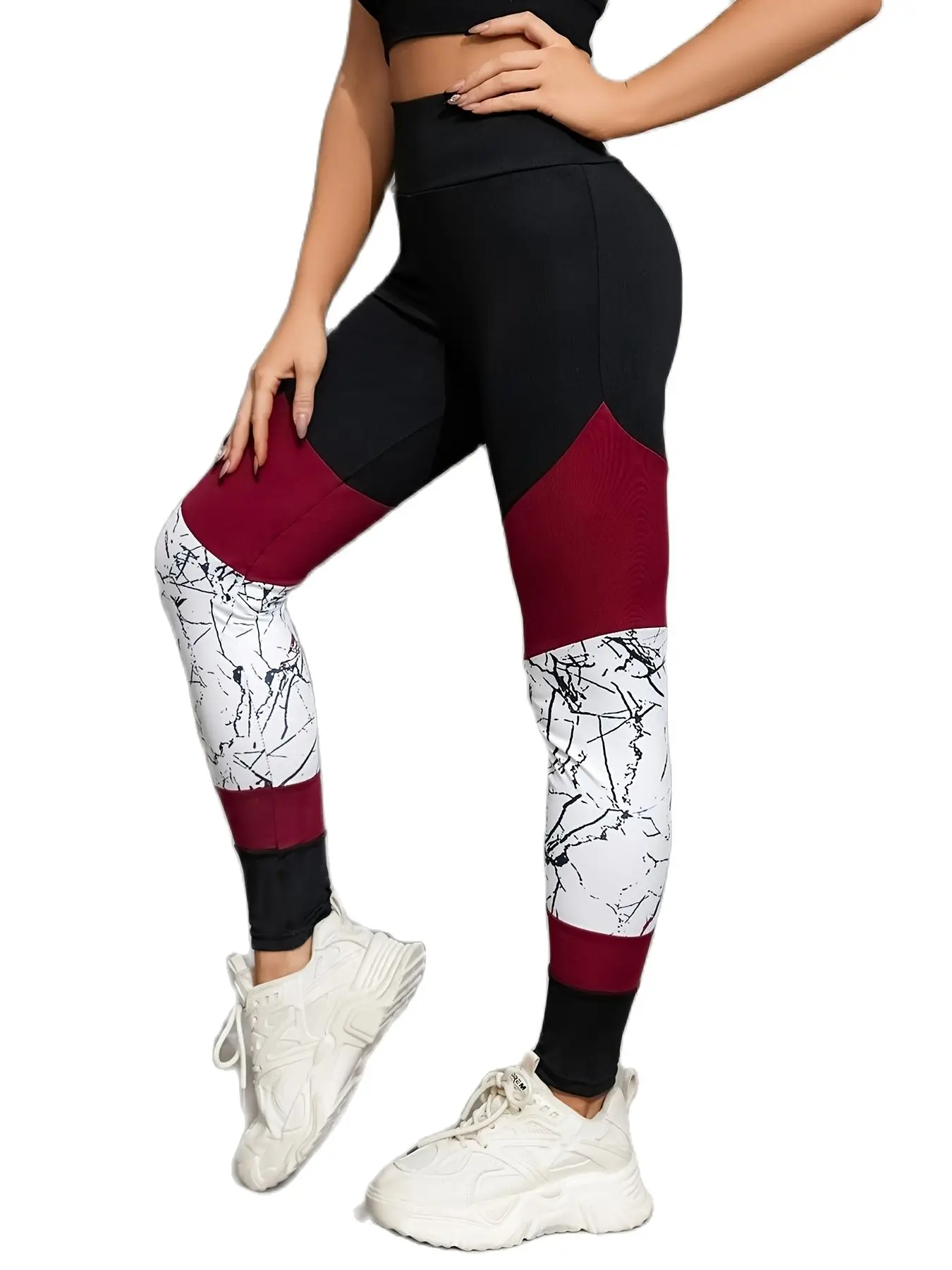 

JSC Women Jogging Gym Leggings High Waisted Tummy Control Patchwork Yoga Pants For Sports Girls Compression Tights