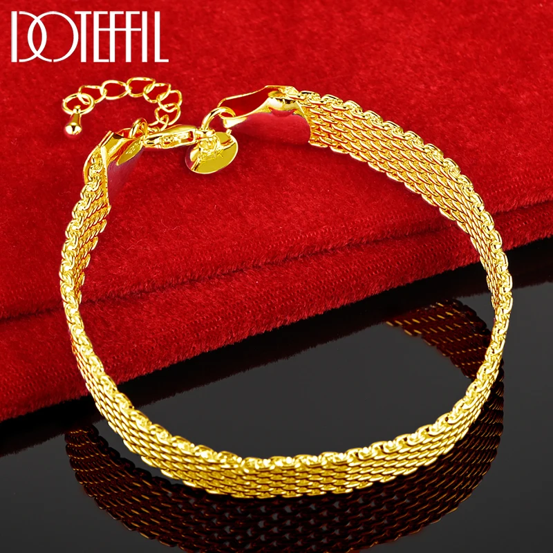 Цепочка DOTEFFIL из 24-каратного золота 10 мм плетеная цепочка для женщин и мужчин