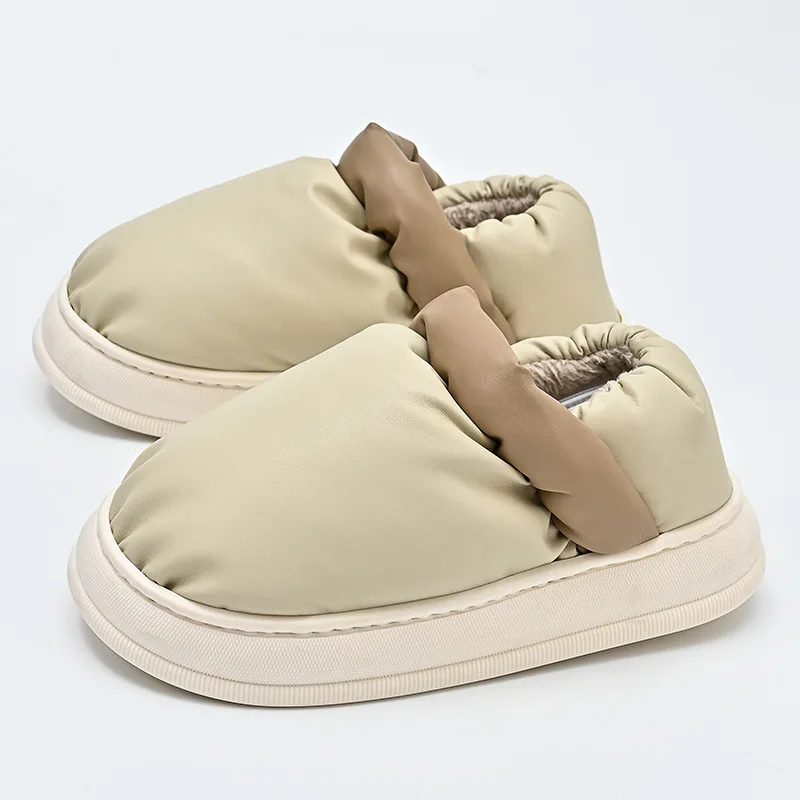 

Winter 2023 Women Boots Platform PU Leather Shoes for Female Platform Flat Heels Retro Mixed Colors Warm Furry Couple Snow Boot