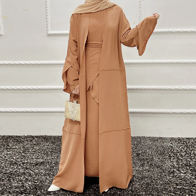 Noble luxury retro court Muslim women's suit trimmed robe skirt apron long skirt three-piece Islamic national wind Ramadan suit