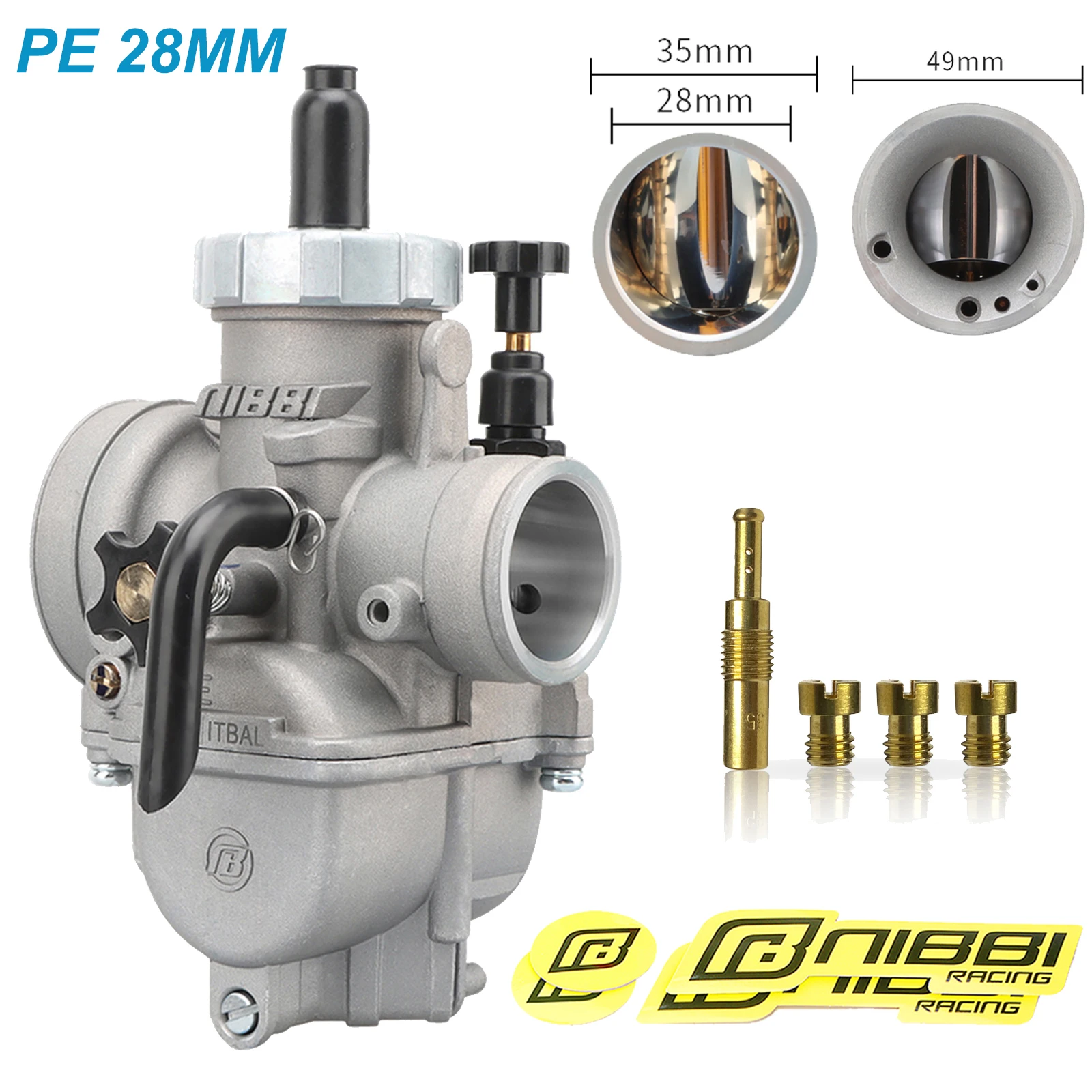 

NIBBI мотоциклетный карбюратор 50CC-300CC PE фланцевый карбюратор, внутренняя замена деталей для GY6 Pitbike Pete велосипедный мопед