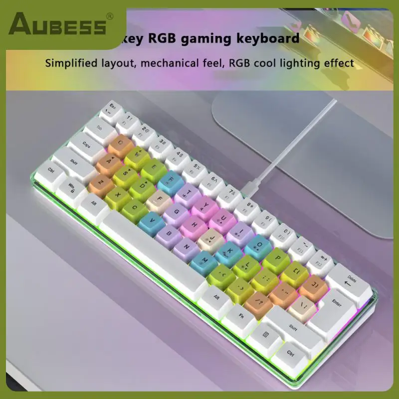 

Abs Bass Percussion Feeling 61 Key Keyboard Fashion Color Matching Keyboard Wired Waterproof Gaming Keyboard Line Length 1.5 (m)