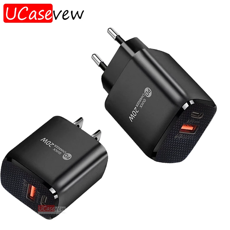 Зарядное устройство с двумя портами USB Type-C и поддержкой быстрой зарядки 20 Вт