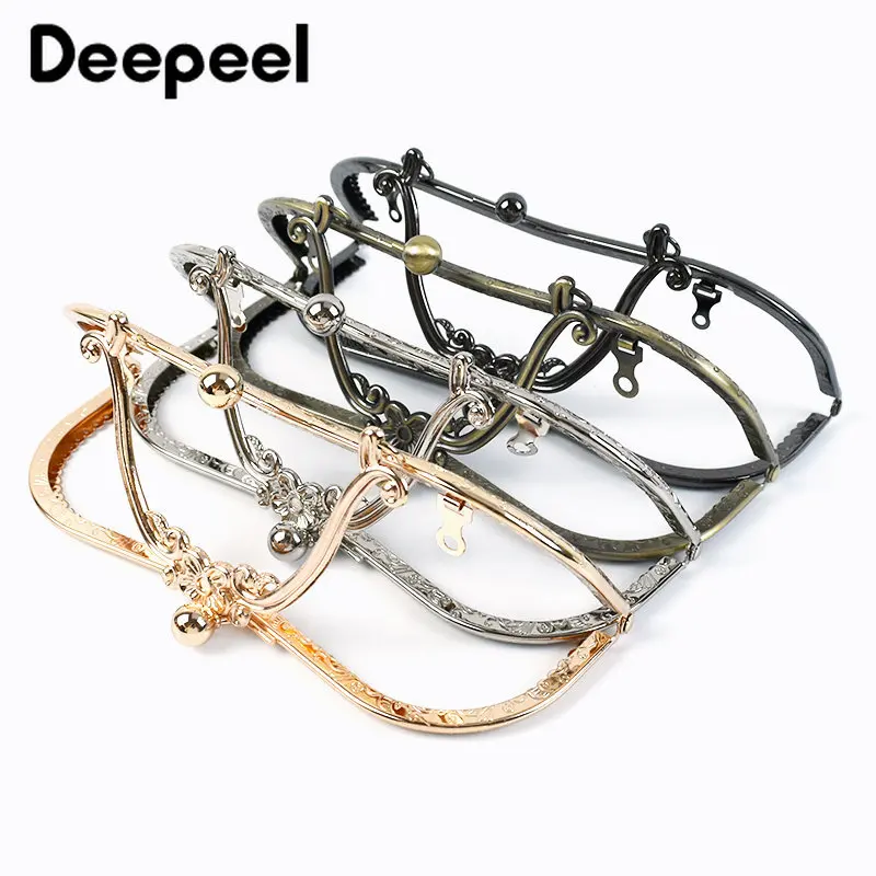 4/10Pcs Deepeel 20.5cm Retro Metal Bag Kiss Clasp Sewing Lock Buckle Purse Frame Handle DIY Hardware Crafts Parts Accessories