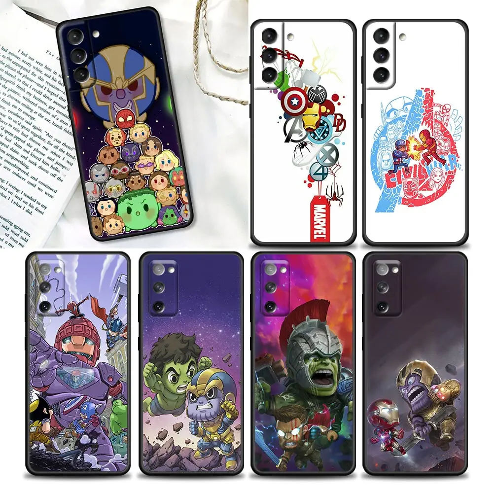 

Cute Marvel Spider Man Cartoon Anime Phone Case For Samsung Galaxy S23 S22 S21 S20 Fe 5G S9 S10e Plus Ultra Black Cover Fundas