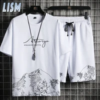 summer casual mens short sleeve t shirt and short set new sports running set male tops and pants suits streetwear tops tshirts