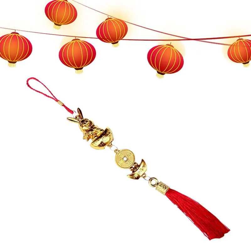 

Car Rabbit Pendant 2023 Year Of Rabbit Hanging Pendant Cute Rear View Mirror Charms Christmas Tree Hanging Ornaments Doors Car