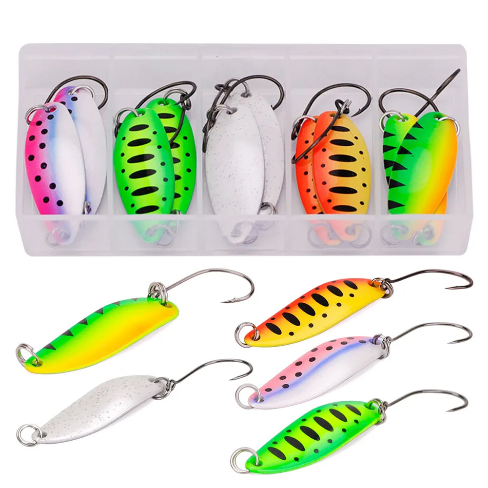 

10Pcs Spoon Fishing Lures 2.5g 3.6cm Mini Metal Fake Lure Hard Baits For Trout Fishing Tackle Accessories