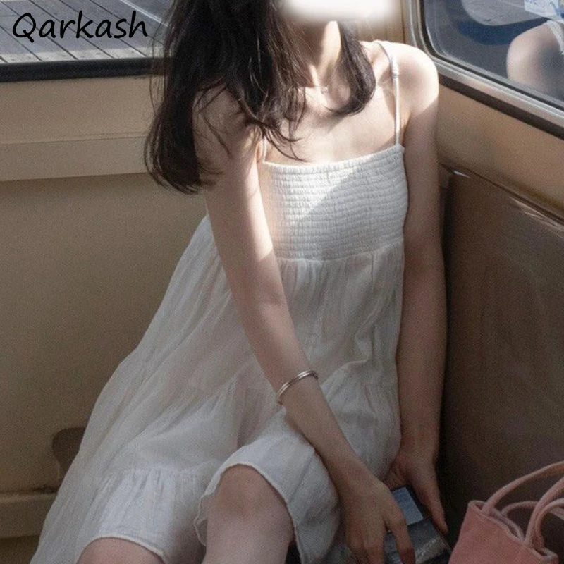 

White Mini Dress Women Elegant Spaghetti Strap Vintage Backless Summer Holiday Korean Style Girl Minority Vestidos Casual Basics