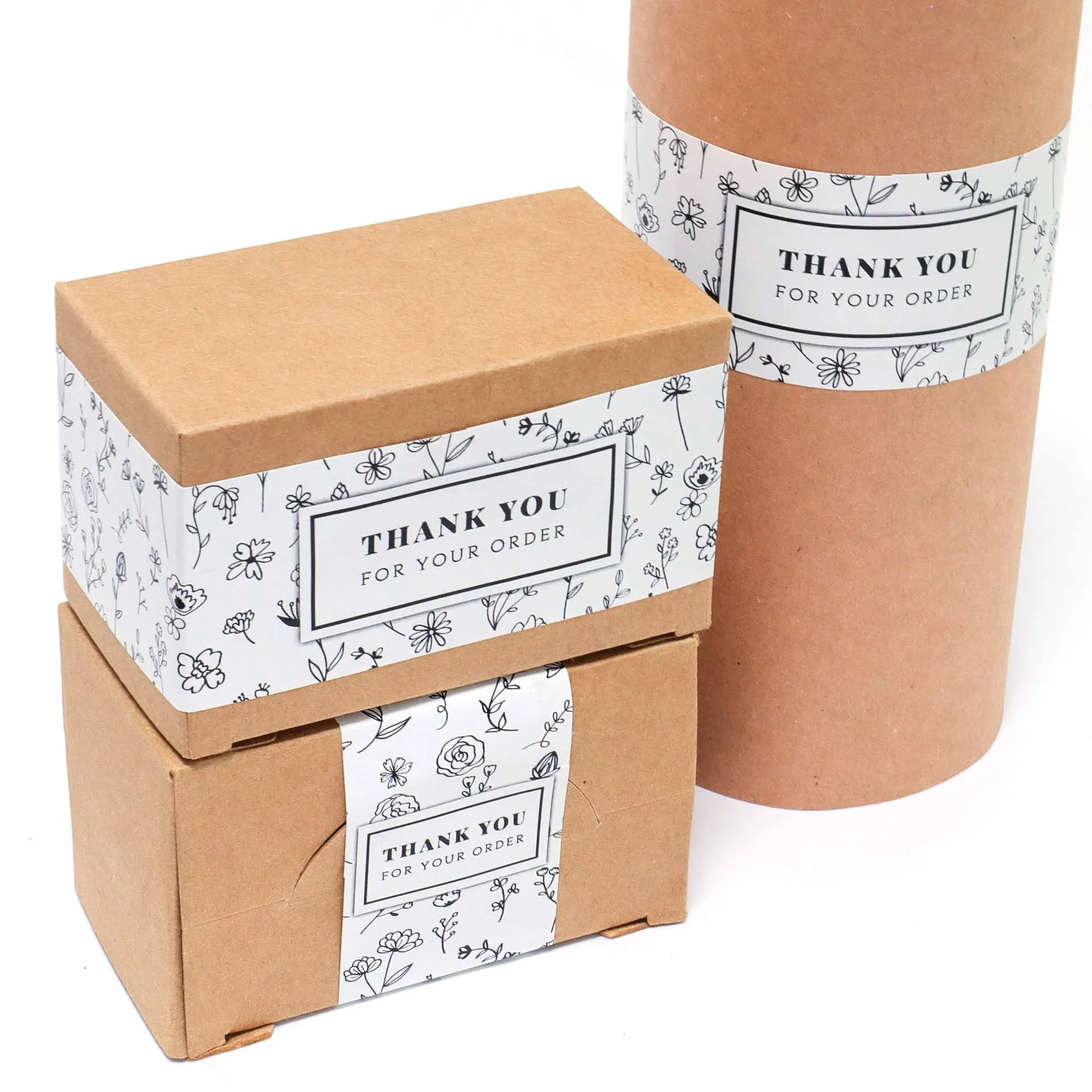 15pcs Flowers Rectangle Self-adhesive Seal Tag Gift Box Girdle Bussiness Greeting Label Sticker Thank You for Your Order - купить по