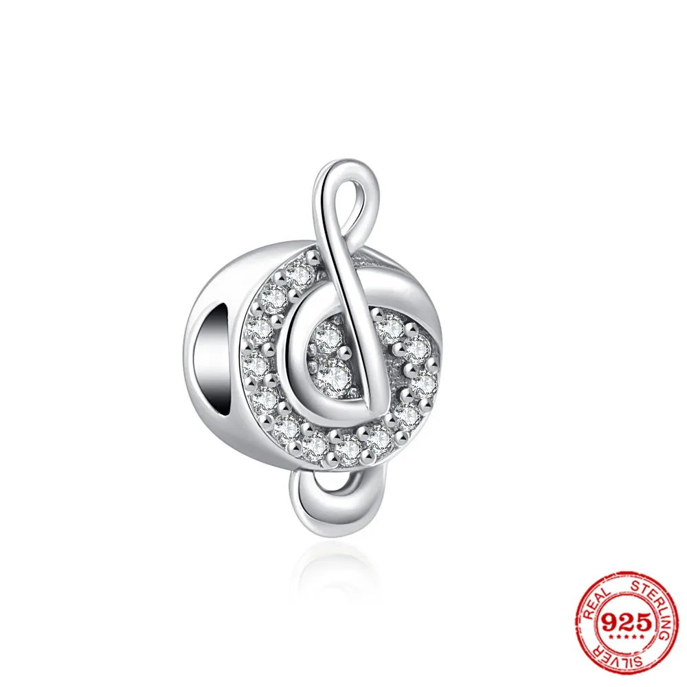 925 Sterling Silver Music Notes Electric Guitar Piano Heart Dangle Charm Bead Fit Original Bracelet DIY Women Jewelry |
