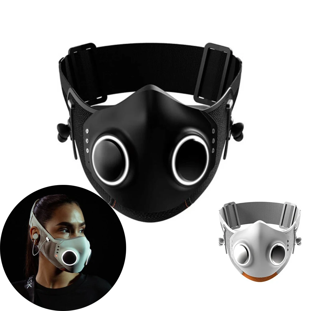 

High-tech Steampunk Halloween Mask Double Valve LED Luminous Masque Bluetooth Headset Smart Mask Outdoor Cycling Sports Mask New