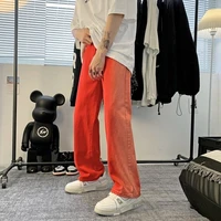 summer red jeans men fashion casual straight jeans men harajuku streetwear hip hop loose denim pants mens trousers s 3xl