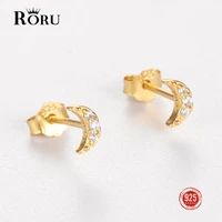 roru pure s925 minimalist tiny cz stacking stack stud earrings women girl delicate multi piercing cute lovely party jewelry
