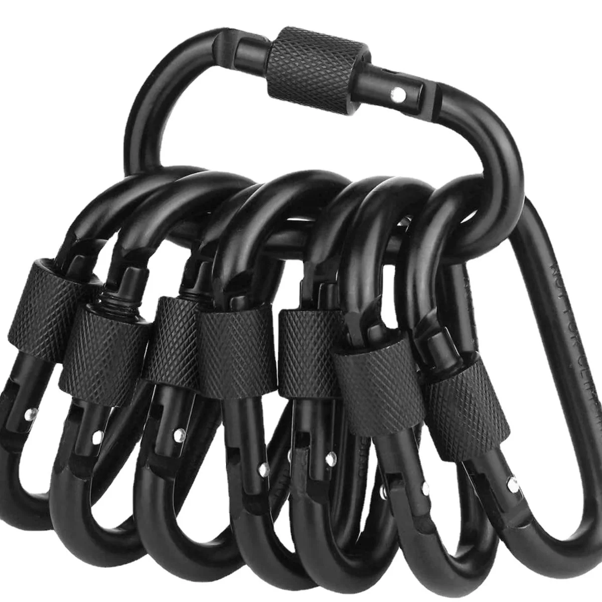

8pcs D-Ring Locking Carabiner Key Rings Hiking Clips Balck Locking Carabiner Clip