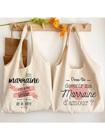 Do You Want To Be My Godmother Сумка-тоут с принтом Женские сумки для покупок Godmothers Запрос Сумка Холст Сумка для Marraine